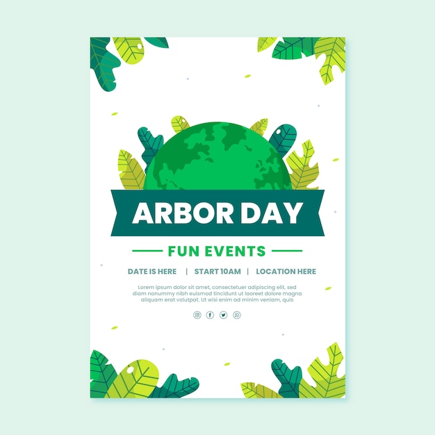 Flat arbor day vertical poster template