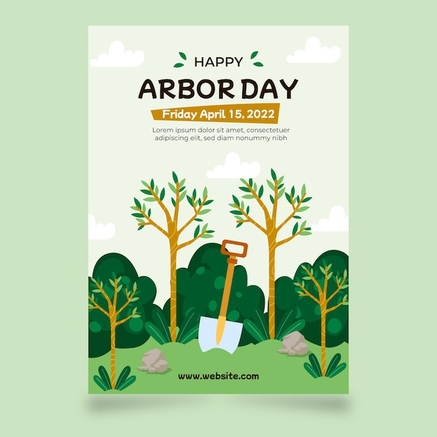 Free Vector flat arbor day vertical poster template