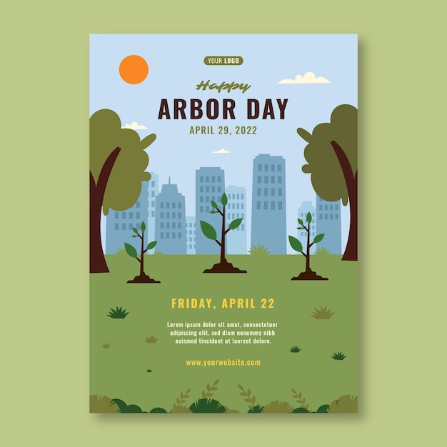 Free Vector flat arbor day vertical poster template