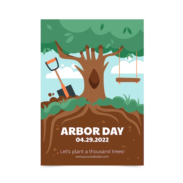 Free Vector flat arbor day vertical poster template