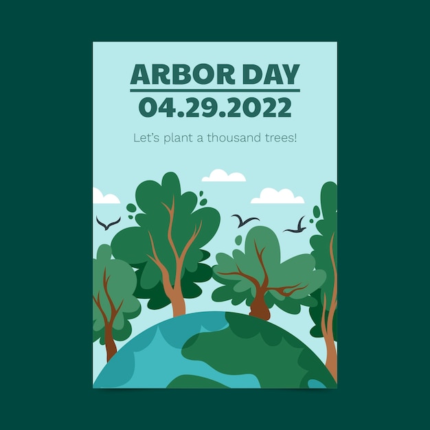 Free Vector flat arbor day vertical poster template