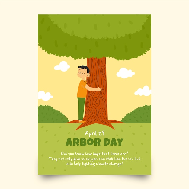 Free Vector flat arbor day vertical poster template