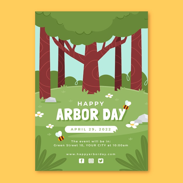 Free Vector flat arbor day vertical poster template