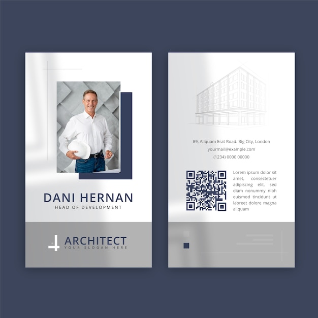 Flat architect service id card template