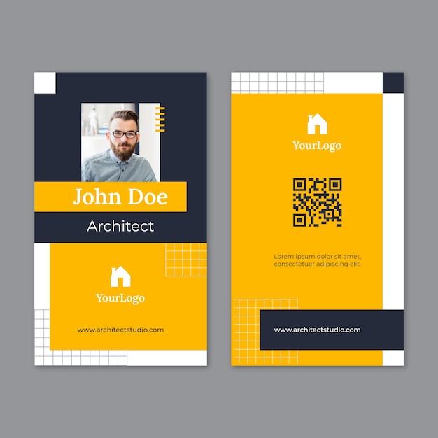 Flat architect service id card template