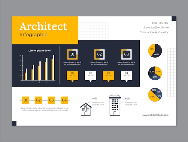 Free Vector flat architect service infographic template