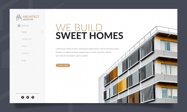 Flat architect service landing page template