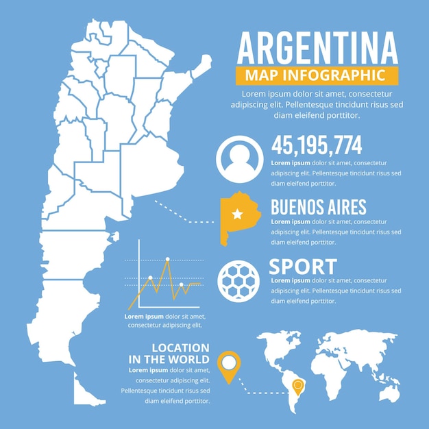 Free vector flat argentina map infographic template