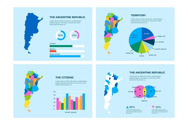 Flat argentina map infographic