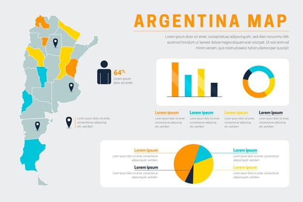 Flat argentina map infographic