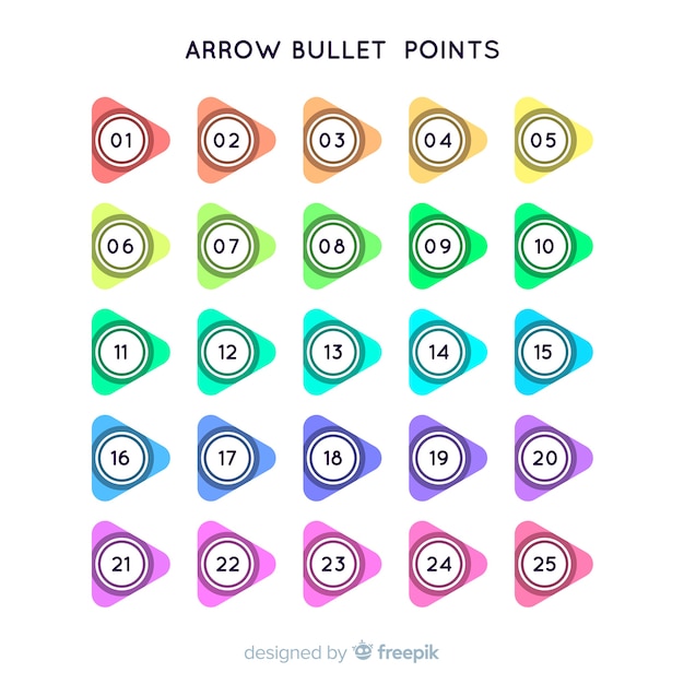 Flat arrow bullet point collection