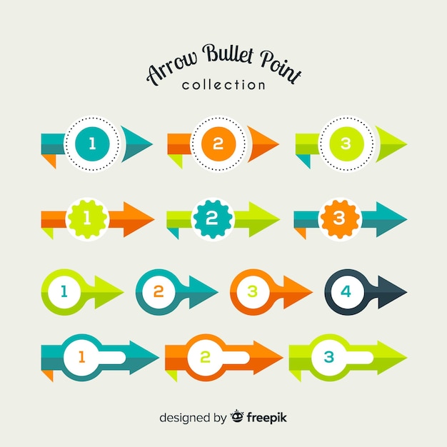 Flat arrow bullet point collection