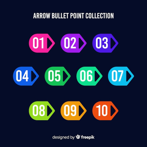 Flat arrow bullet point collection