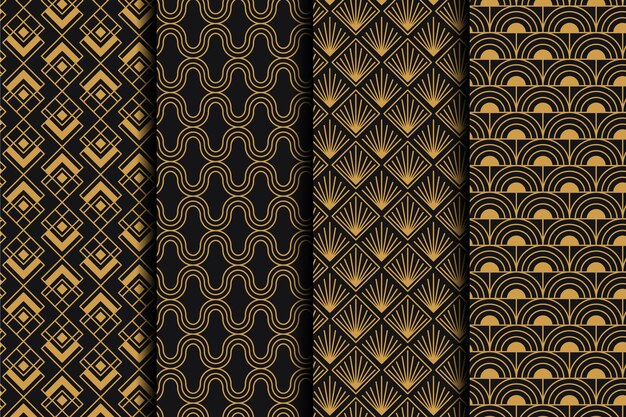 Flat art deco pattern collection