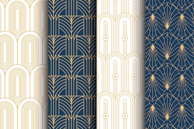 Flat art deco pattern collection