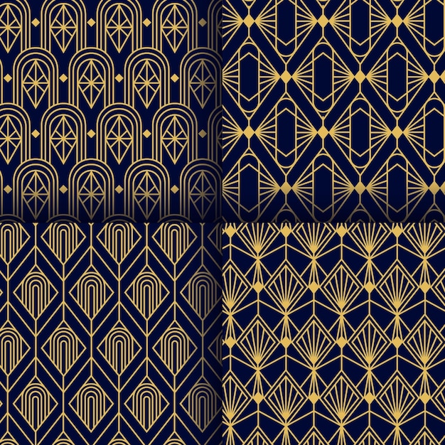 Flat art deco pattern collection