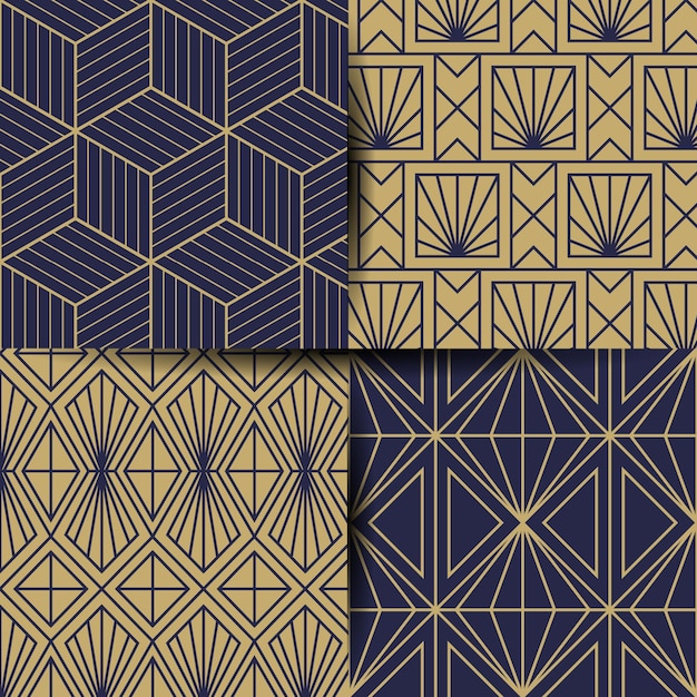 Flat art deco pattern collection