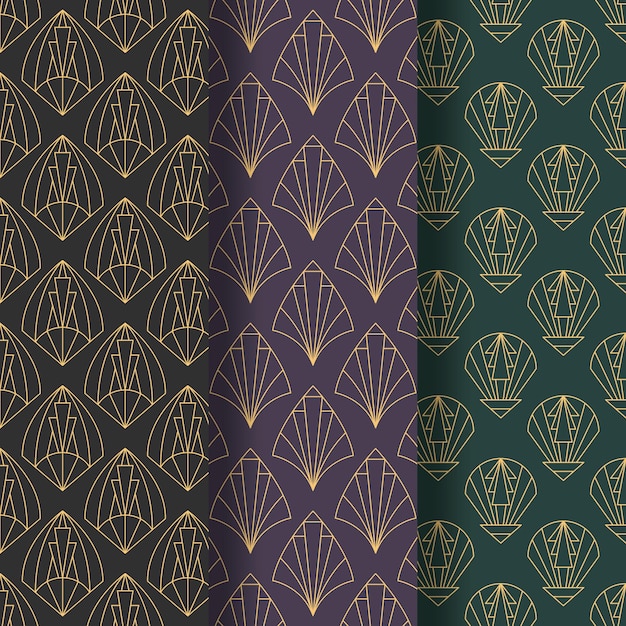 Free Vector flat art deco pattern collection