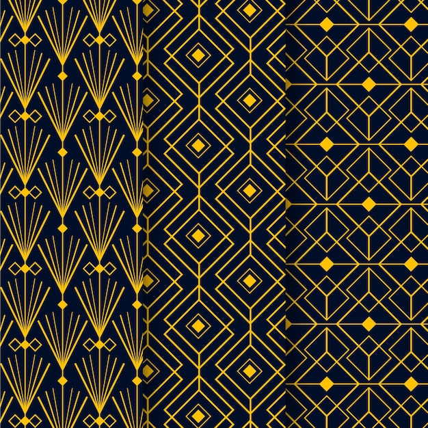 Flat art deco pattern collection