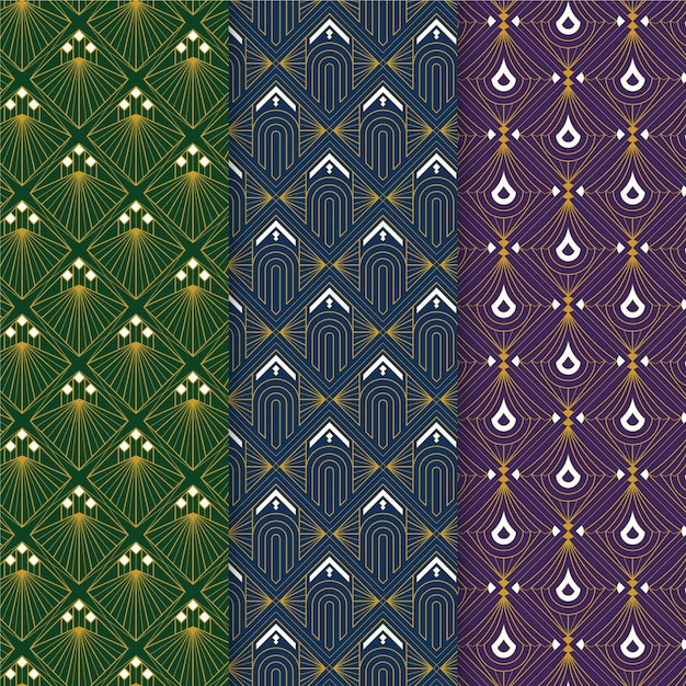 Flat art deco pattern collection