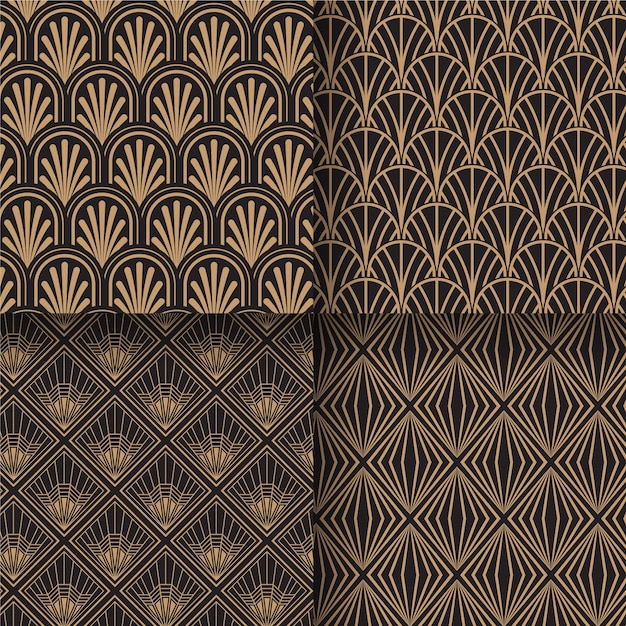 Flat art deco pattern collection