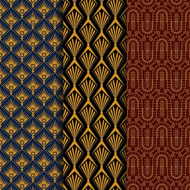 Free Vector flat art deco pattern collection