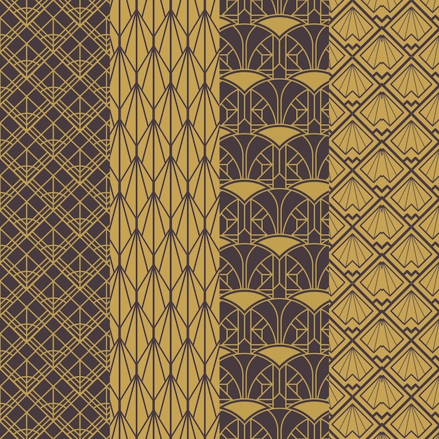 Flat art deco pattern collection