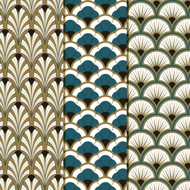 Flat art deco pattern collection