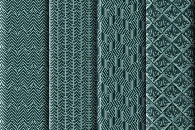 Free Vector flat art deco pattern collection