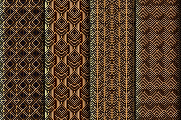 Flat art deco pattern collection