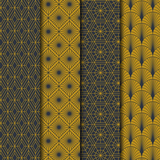 Flat art deco pattern collection