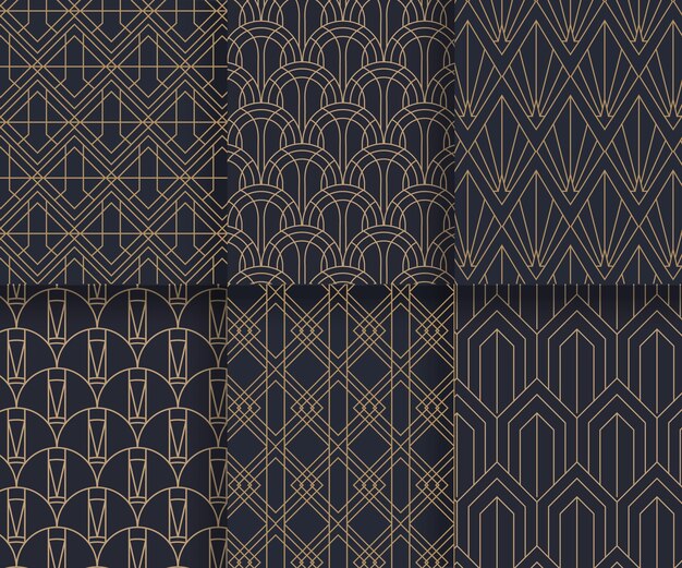 Flat art deco pattern design collection