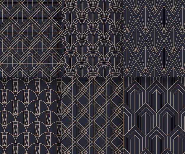 Flat art deco pattern design collection