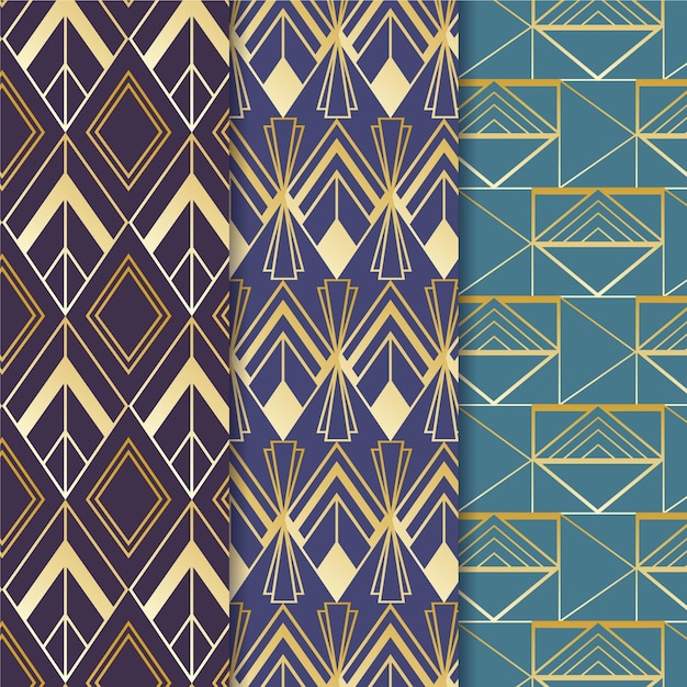 Flat art deco pattern design collection