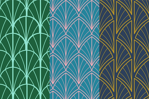 Flat art deco pattern design collection