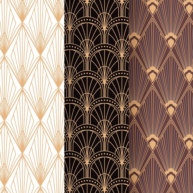 Flat art deco pattern pack