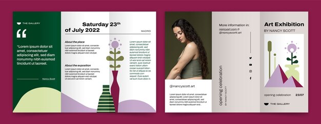 Flat art exhibition event brochure template