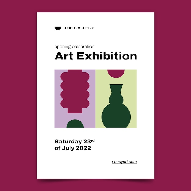 Free Vector flat art exhibition event invitation template