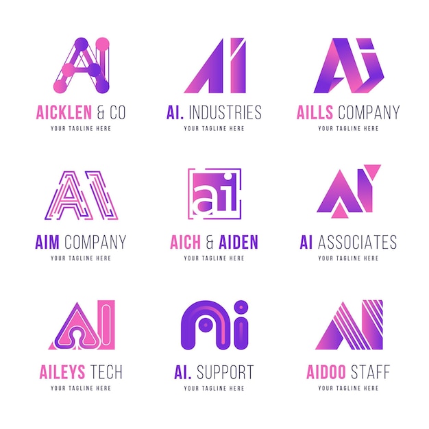 Flat artificial intelligence logo collection