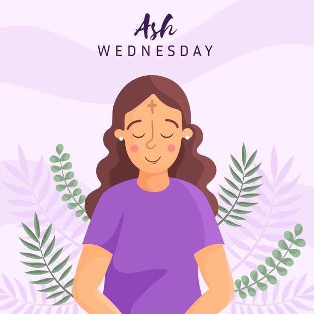 Flat ash wednesday illustration