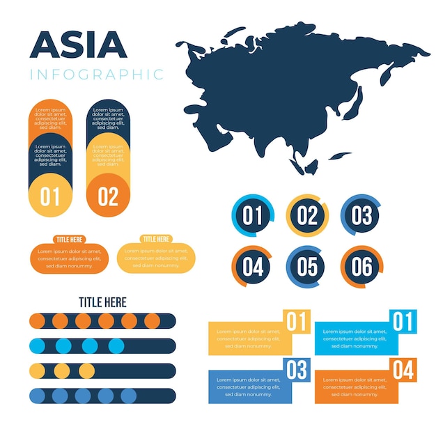 Free Vector flat asia map infographic