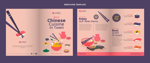 Flat asian cuisine brochure template