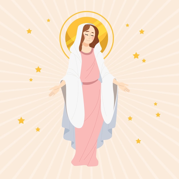 Flat assumption of mary illustration