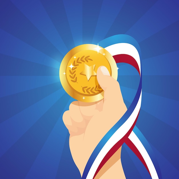 Free Vector flat athlete holding gold medal