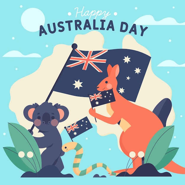 Flat australia day illustration