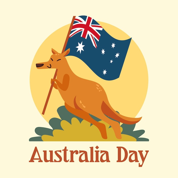 Flat australia day kangaroo illustration