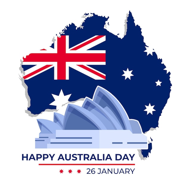 Flat australia day with map