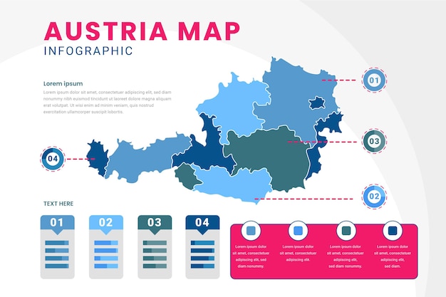 Flat austria map infographic