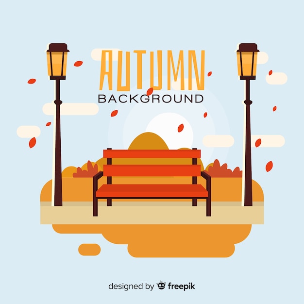 Free Vector flat autumn background with landscape