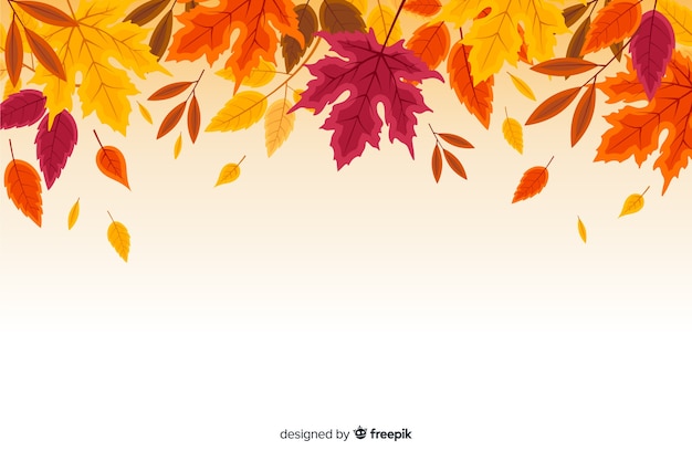 Flat autumn background with leaves